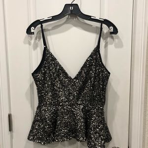 [LIKE NEW] BLACK SEQUIN PEPLUM TOP